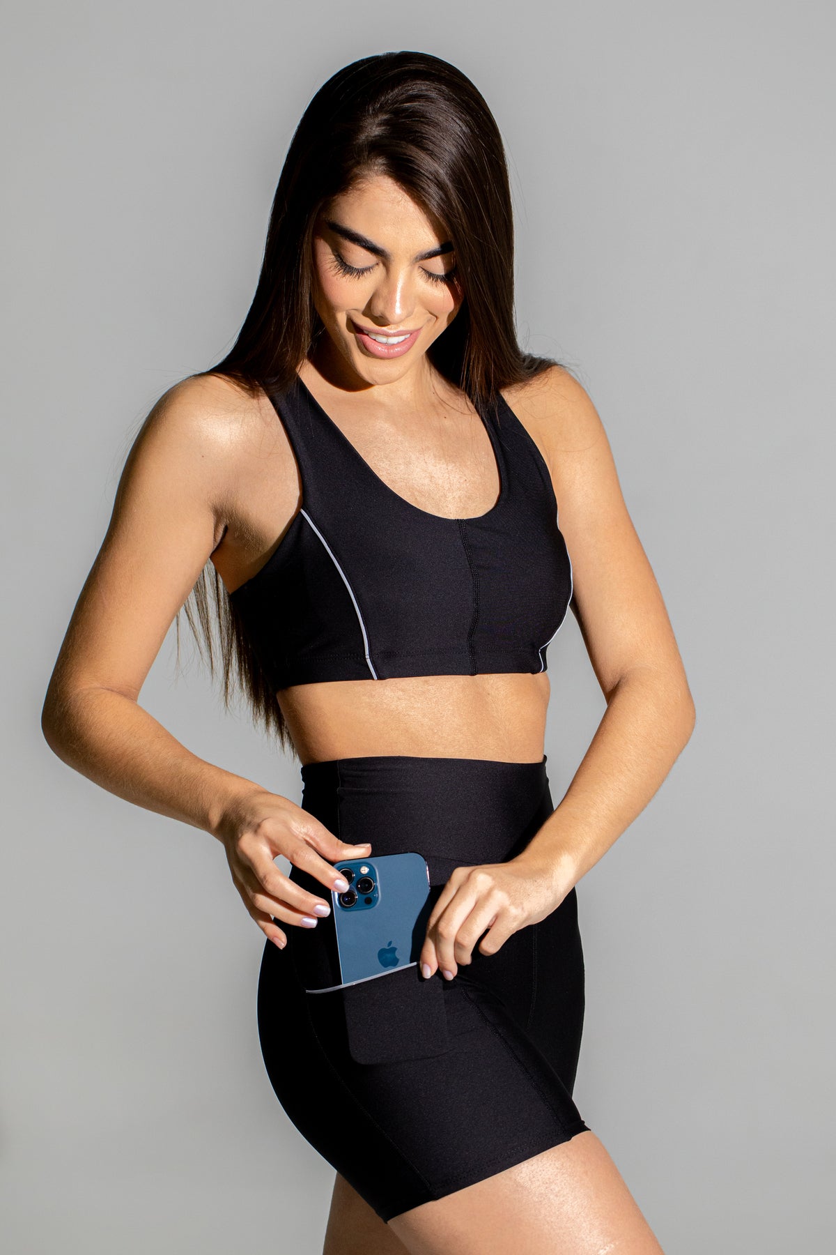 Reflective Running Lycra Black Shorts