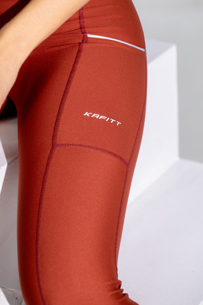 Reflective  Running Long Pant Lycra Terracotta