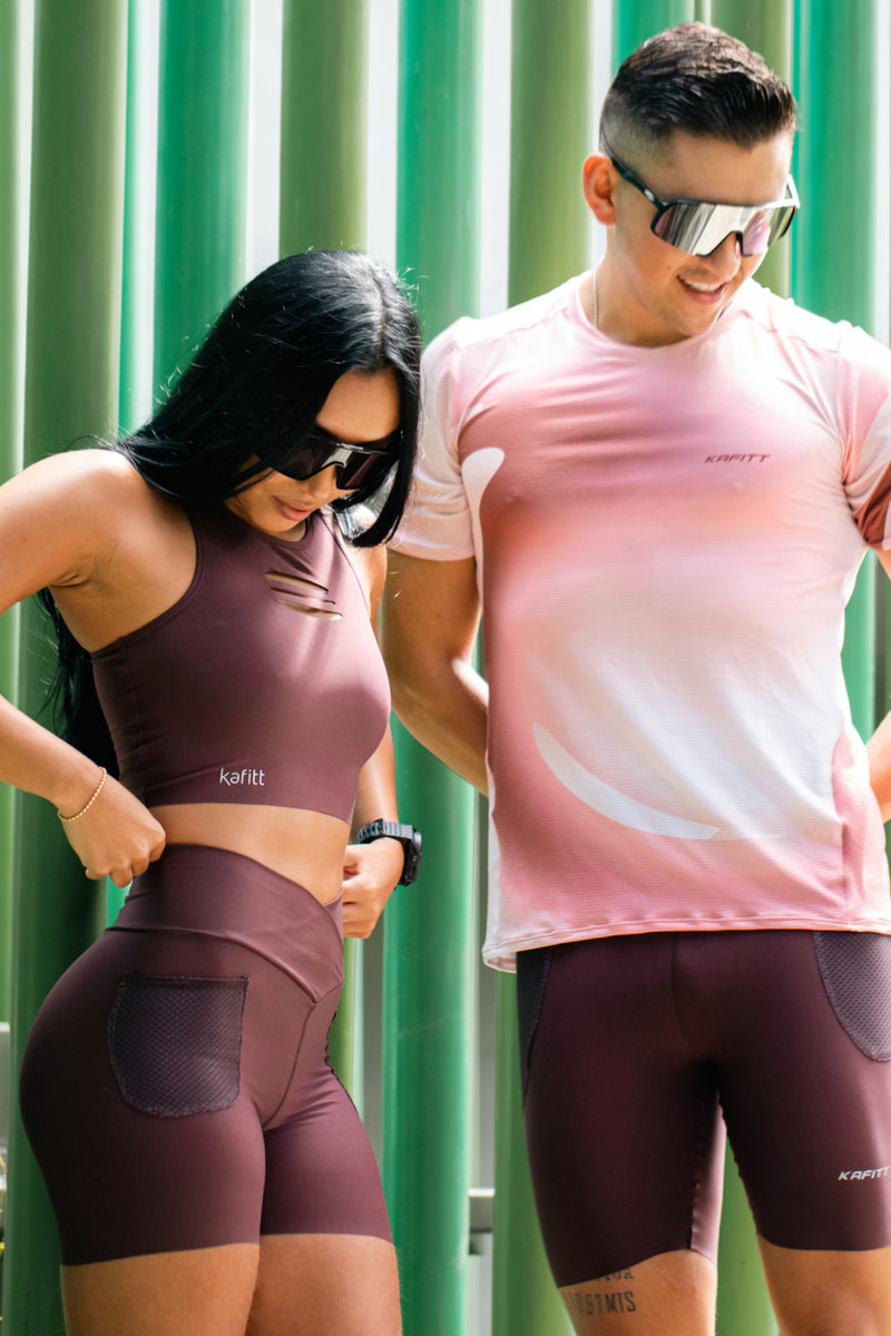 Brown Seamless Running Lycra With Pockets